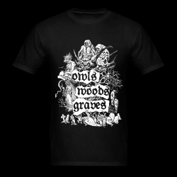 OWLS WOODS GRAVES - czarna koszulka męska